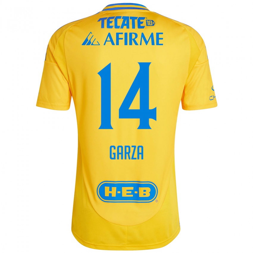 Hombre Camiseta Jesus Garza #14 Oro Amarillo 1ª Equipación 2024/25 La Camisa