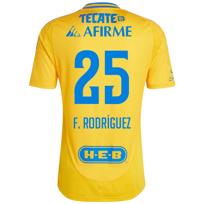 Hombre Camiseta Felipe Rodríguez #25 Oro Amarillo 1ª Equipación 2024/25 La Camisa