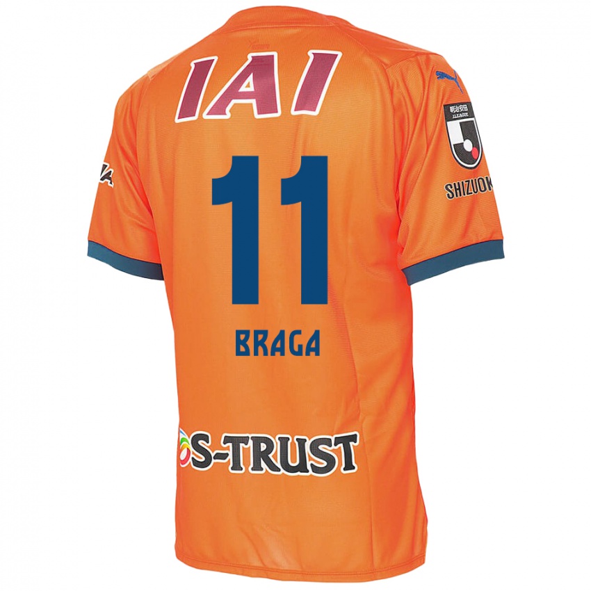 Hombre Camiseta Lucas Braga #11 Naranja Azul 1ª Equipación 2024/25 La Camisa