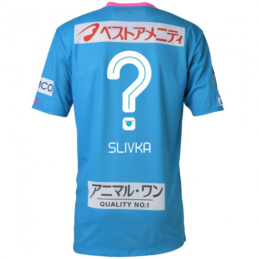 Hombre Camiseta Vykintas Slivka #0 Azul Rosado 1ª Equipación 2024/25 La Camisa