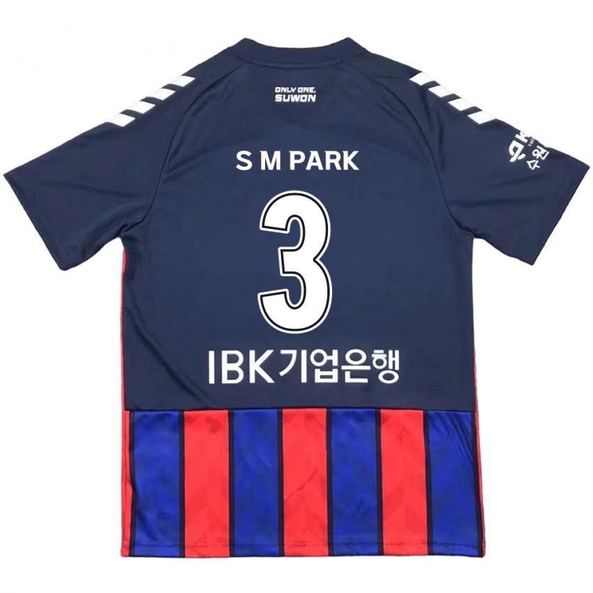 Hombre Camiseta Min-Seo Park #3 Azul Rojo 1ª Equipación 2024/25 La Camisa