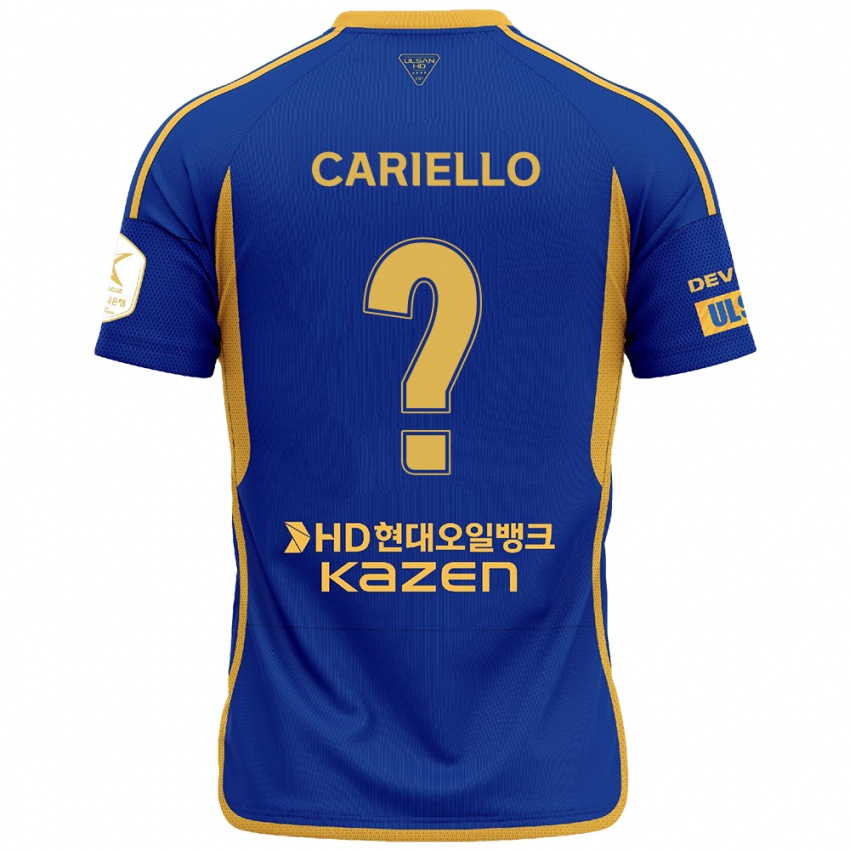 Hombre Camiseta Yago Cariello #0 Azul Amarillo 1ª Equipación 2024/25 La Camisa