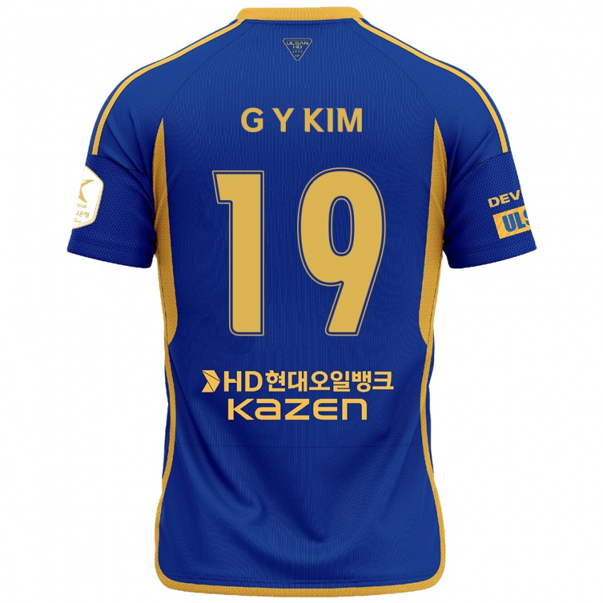 Hombre Camiseta Young-Gwon Kim #19 Azul Amarillo 1ª Equipación 2024/25 La Camisa