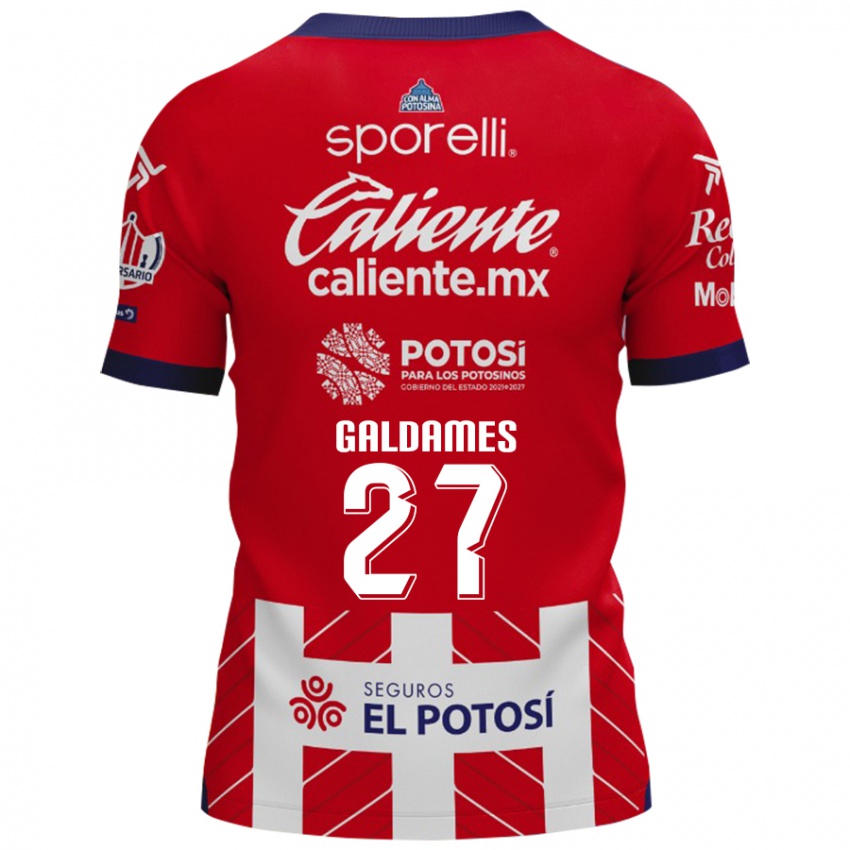 Hombre Camiseta Benjamín Galdames #27 Rojo Blanco 1ª Equipación 2024/25 La Camisa