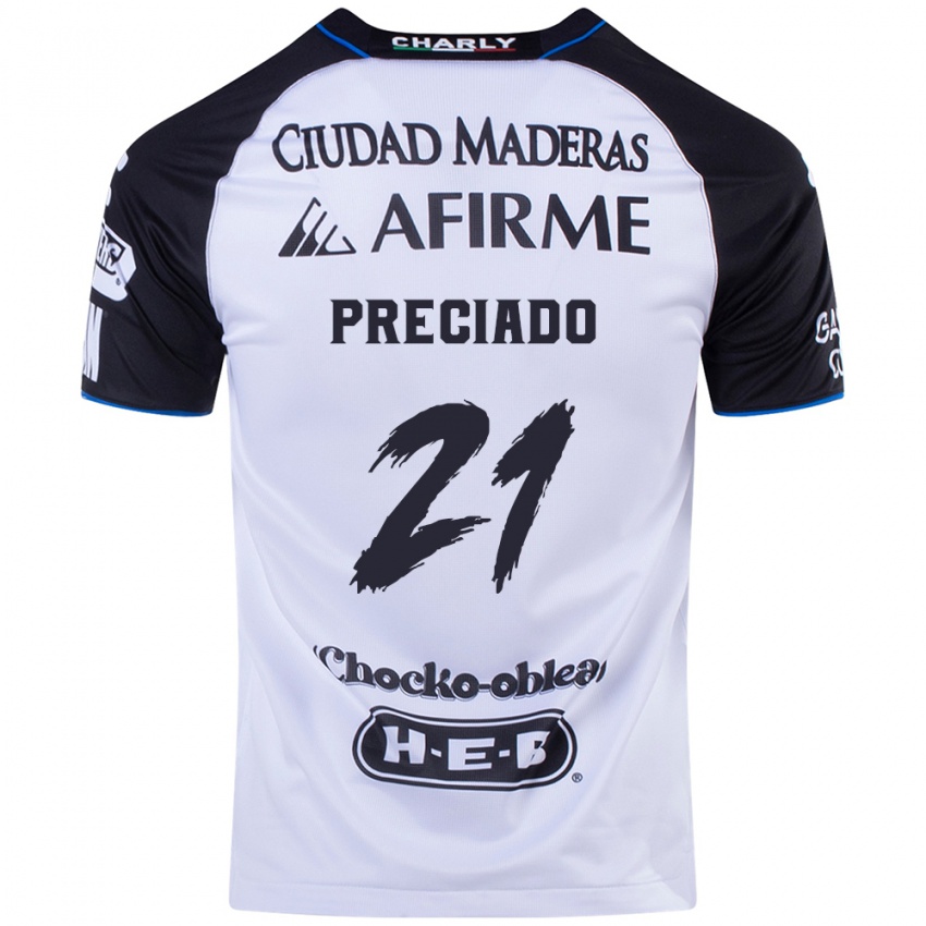 Hombre Camiseta Ayrton Preciado #21 Azul Negro 1ª Equipación 2024/25 La Camisa