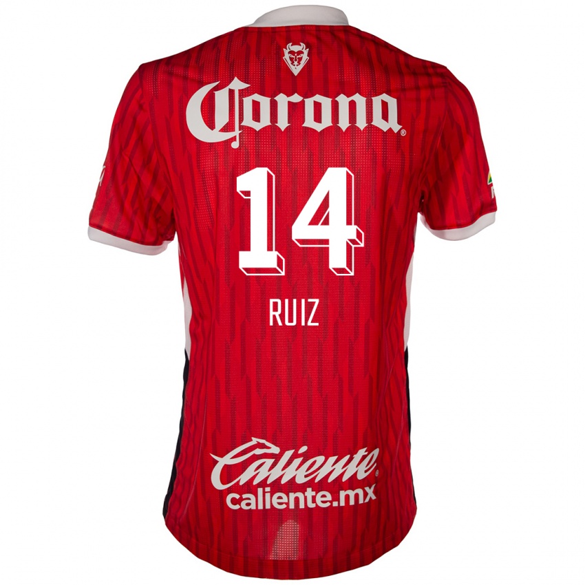 Hombre Camiseta Marcel Ruiz #14 Rojo Blanco 1ª Equipación 2024/25 La Camisa