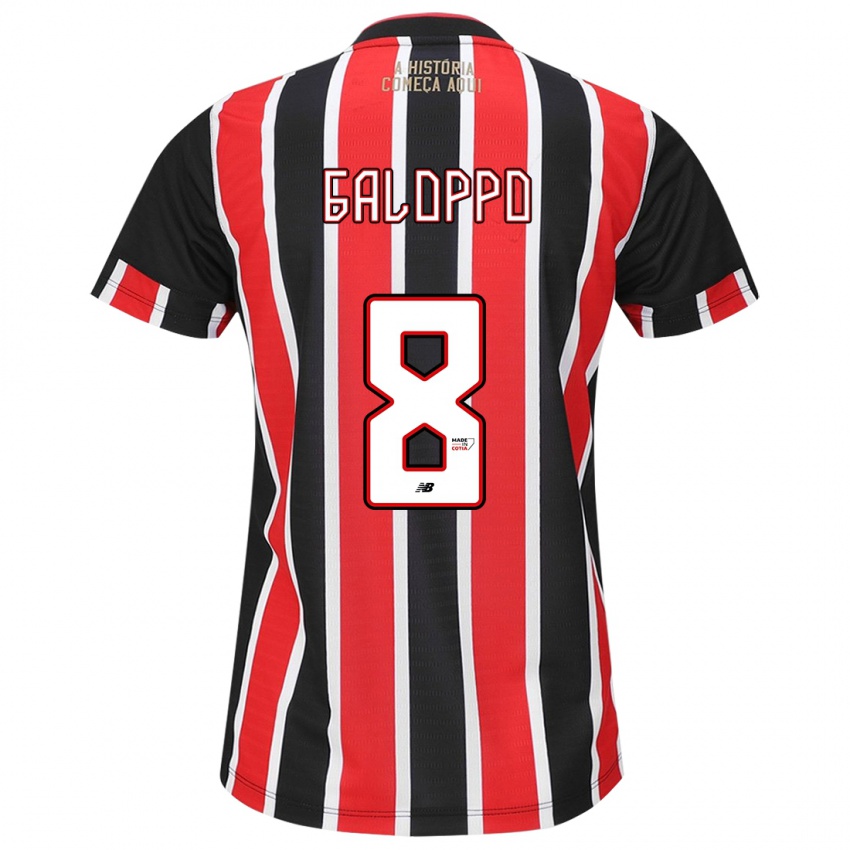 Hombre Camiseta Giuliano Galoppo #8 Negro Rojo Blanco 2ª Equipación 2024/25 La Camisa