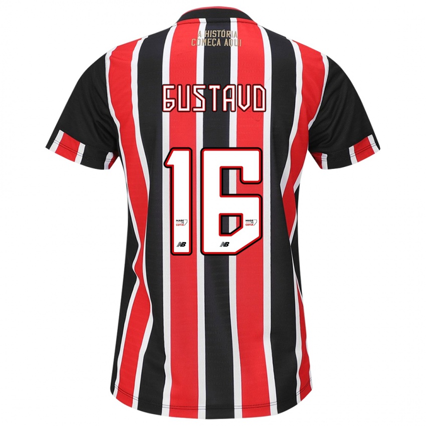 Hombre Camiseta Luiz Gustavo #16 Negro Rojo Blanco 2ª Equipación 2024/25 La Camisa