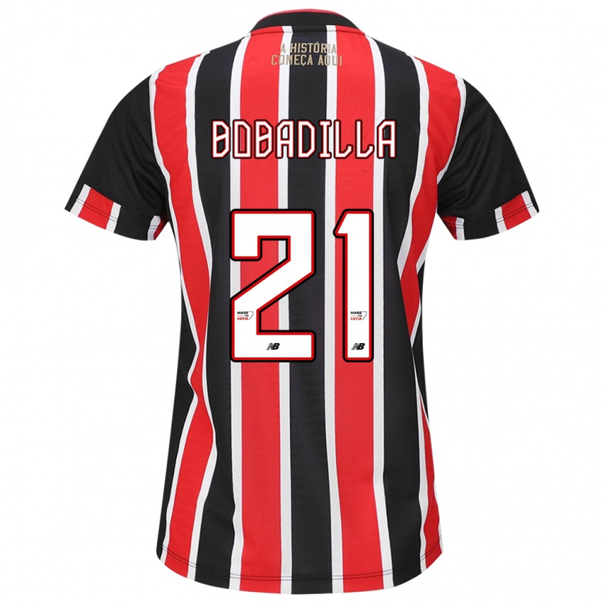 Hombre Camiseta Damián Bobadilla #21 Negro Rojo Blanco 2ª Equipación 2024/25 La Camisa