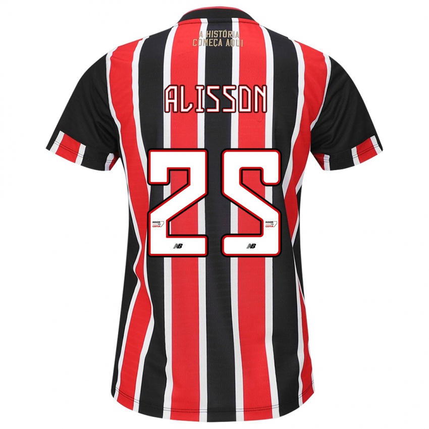 Hombre Camiseta Alisson #25 Negro Rojo Blanco 2ª Equipación 2024/25 La Camisa