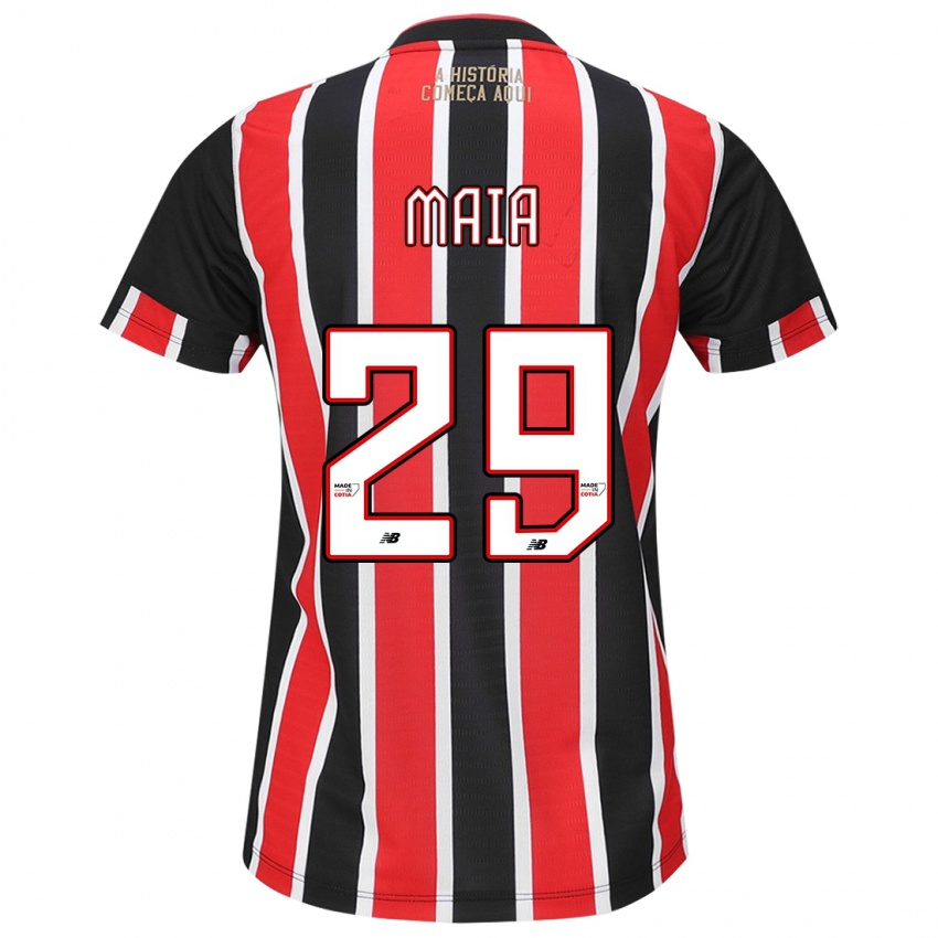 Hombre Camiseta Pablo Maia #29 Negro Rojo Blanco 2ª Equipación 2024/25 La Camisa