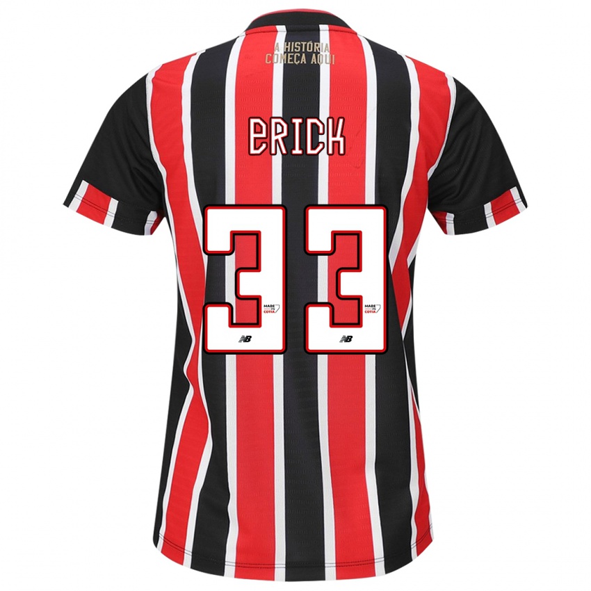 Hombre Camiseta Erick #33 Negro Rojo Blanco 2ª Equipación 2024/25 La Camisa