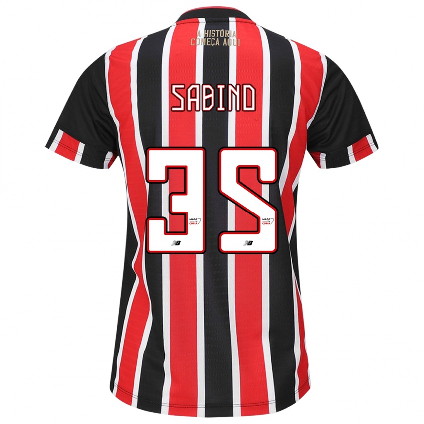 Hombre Camiseta Sabino #35 Negro Rojo Blanco 2ª Equipación 2024/25 La Camisa