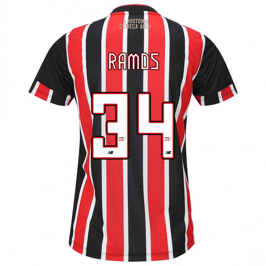 Hombre Camiseta Raí Ramos #34 Negro Rojo Blanco 2ª Equipación 2024/25 La Camisa