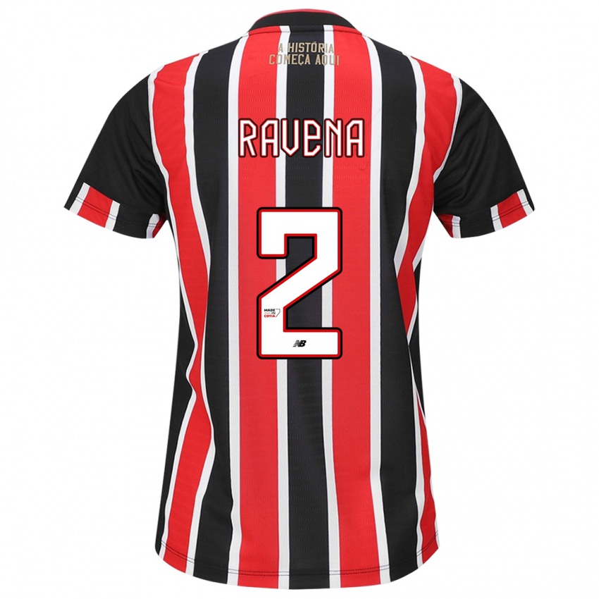 Hombre Camiseta Ravena #2 Negro Rojo Blanco 2ª Equipación 2024/25 La Camisa