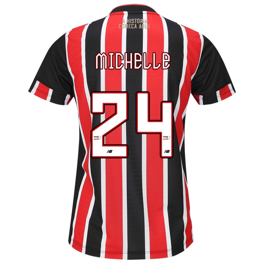 Hombre Camiseta Michelle #24 Negro Rojo Blanco 2ª Equipación 2024/25 La Camisa