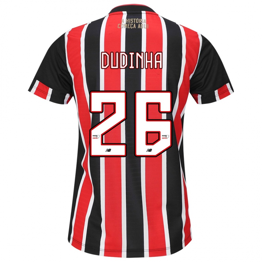 Hombre Camiseta Dudinha #26 Negro Rojo Blanco 2ª Equipación 2024/25 La Camisa