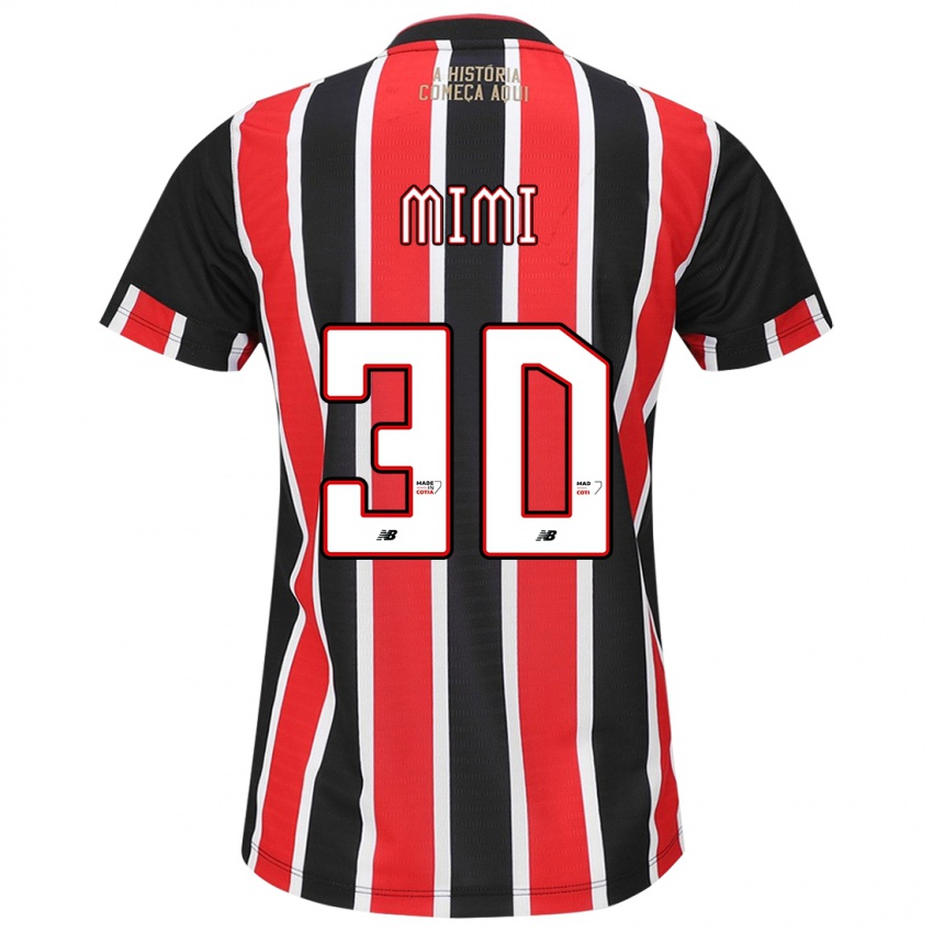 Hombre Camiseta Mimi #30 Negro Rojo Blanco 2ª Equipación 2024/25 La Camisa