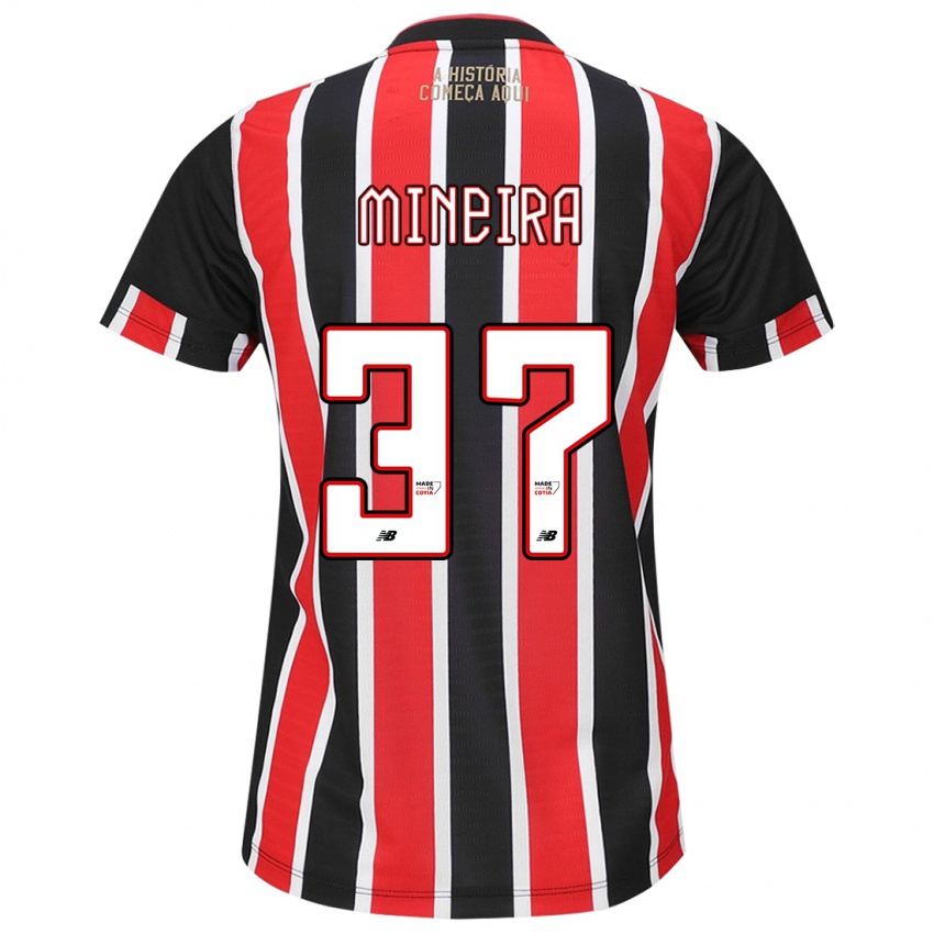 Hombre Camiseta Rafa Mineira #37 Negro Rojo Blanco 2ª Equipación 2024/25 La Camisa