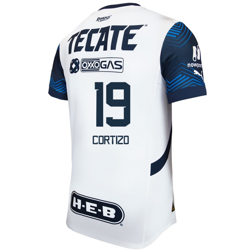 Hombre Camiseta Jordi Cortizo #19 Blanco Azul 2ª Equipación 2024/25 La Camisa