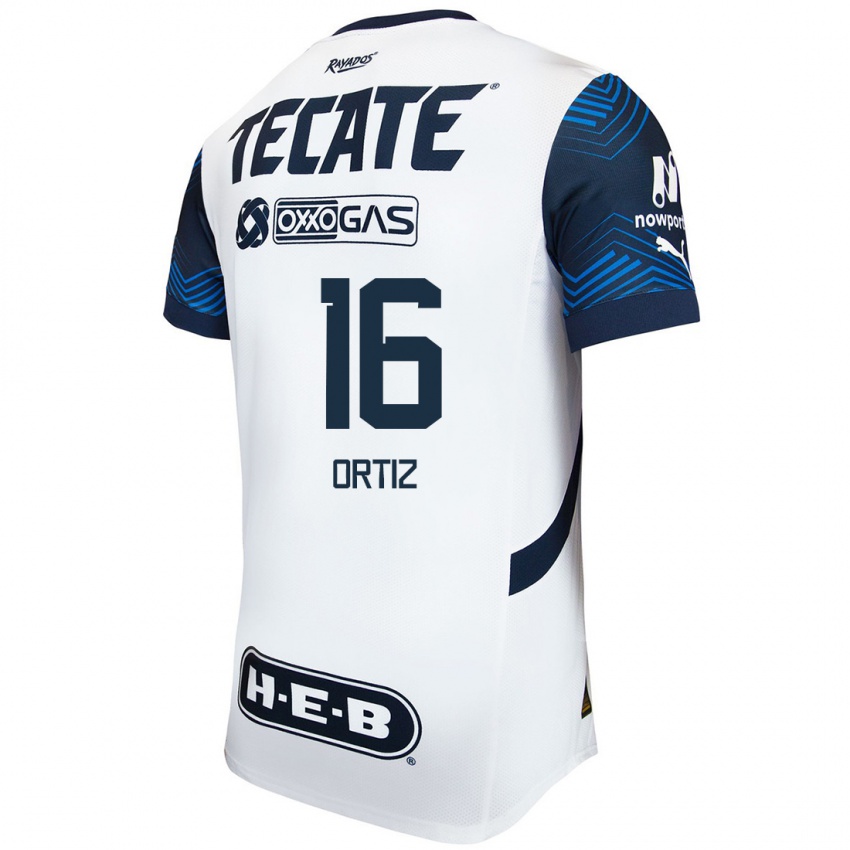 Hombre Camiseta Celso Ortiz #16 Blanco Azul 2ª Equipación 2024/25 La Camisa