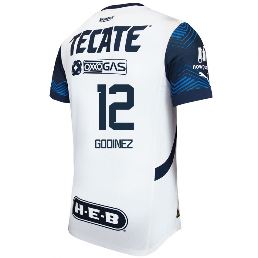 Hombre Camiseta Alejandria Godinez #12 Blanco Azul 2ª Equipación 2024/25 La Camisa