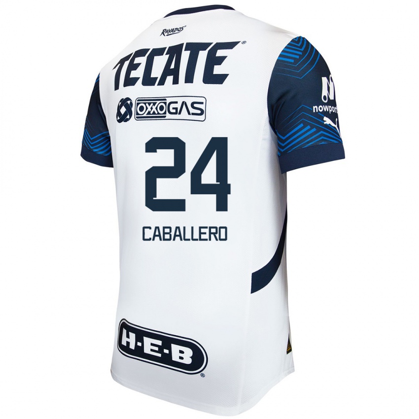 Hombre Camiseta Mariana Caballero #24 Blanco Azul 2ª Equipación 2024/25 La Camisa