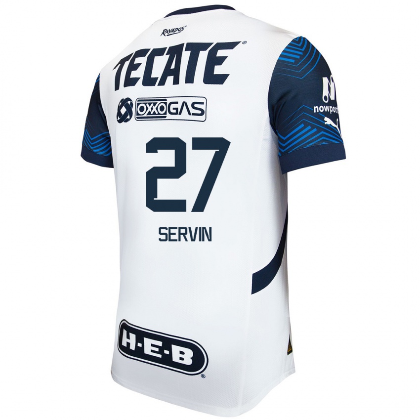 Hombre Camiseta Fatima Servin #27 Blanco Azul 2ª Equipación 2024/25 La Camisa