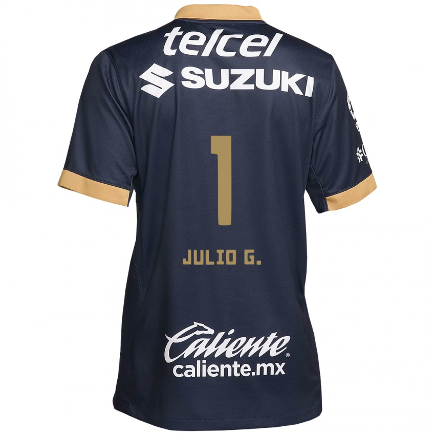 Hombre Camiseta Julio Gonzalez #1 Obsidiana Dorada Blanca 2ª Equipación 2024/25 La Camisa