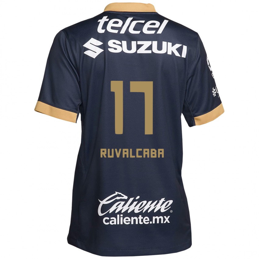 Hombre Camiseta Jorge Ruvalcaba #17 Obsidiana Dorada Blanca 2ª Equipación 2024/25 La Camisa