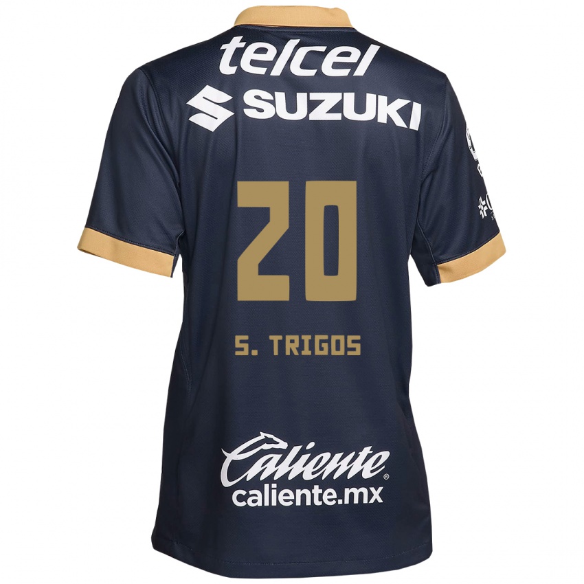 Hombre Camiseta Santiago Trigos #20 Obsidiana Dorada Blanca 2ª Equipación 2024/25 La Camisa