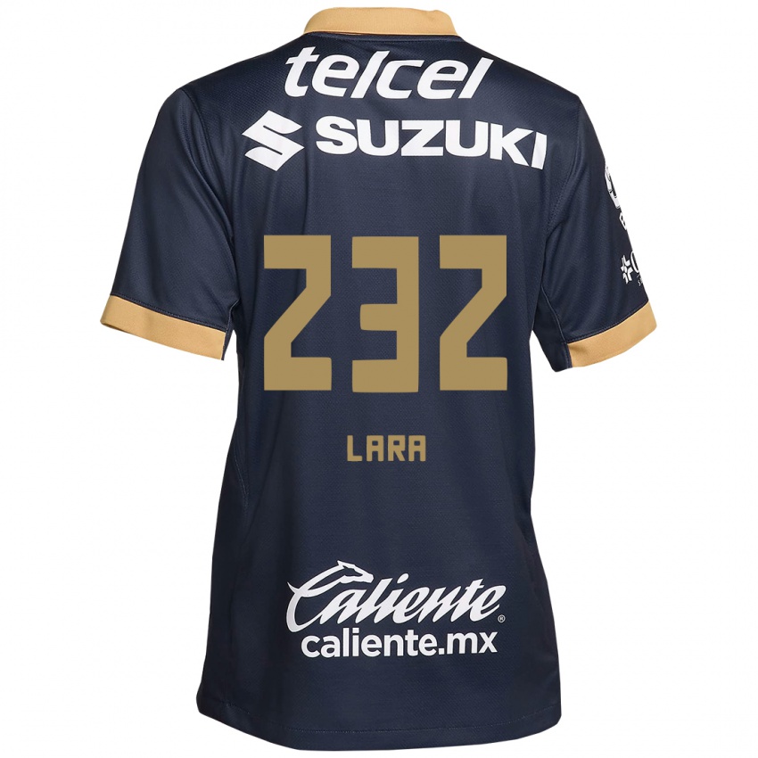 Hombre Camiseta Pablo Lara #232 Obsidiana Dorada Blanca 2ª Equipación 2024/25 La Camisa