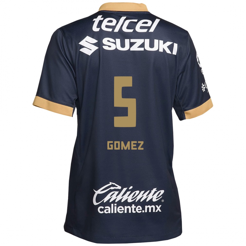 Hombre Camiseta Kimberli Gomez #5 Obsidiana Dorada Blanca 2ª Equipación 2024/25 La Camisa