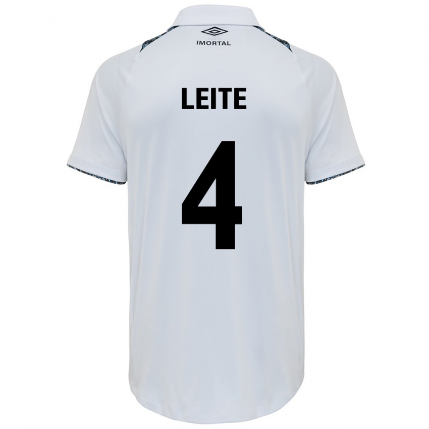 Hombre Camiseta Paulo Henrique Leite #4 Blanco Azul 2ª Equipación 2024/25 La Camisa