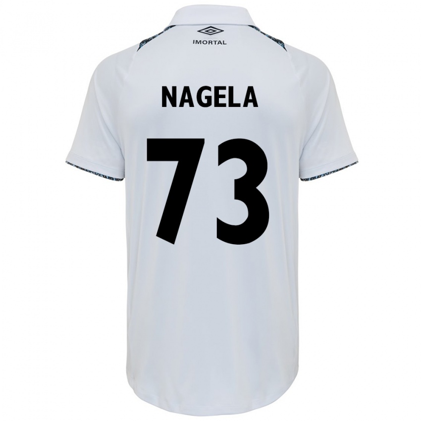 Hombre Camiseta Nágela #73 Blanco Azul 2ª Equipación 2024/25 La Camisa