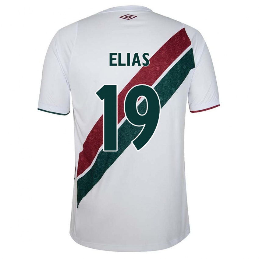 Hombre Camiseta Kauã Elias #19 Blanco Verde Granate 2ª Equipación 2024/25 La Camisa