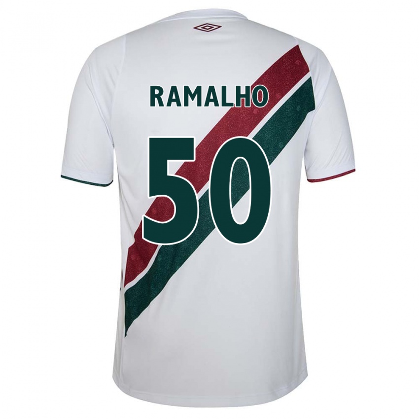 Hombre Camiseta Gustavo Ramalho #50 Blanco Verde Granate 2ª Equipación 2024/25 La Camisa