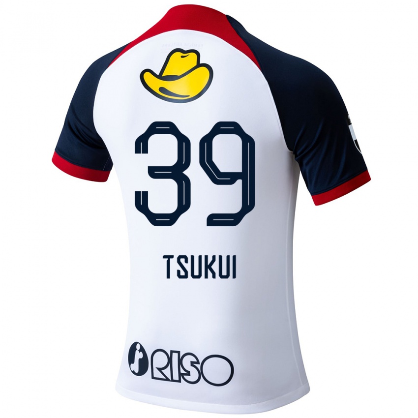 Hombre Camiseta Keisuke Tsukui #39 Blanco Azul Rojo 2ª Equipación 2024/25 La Camisa