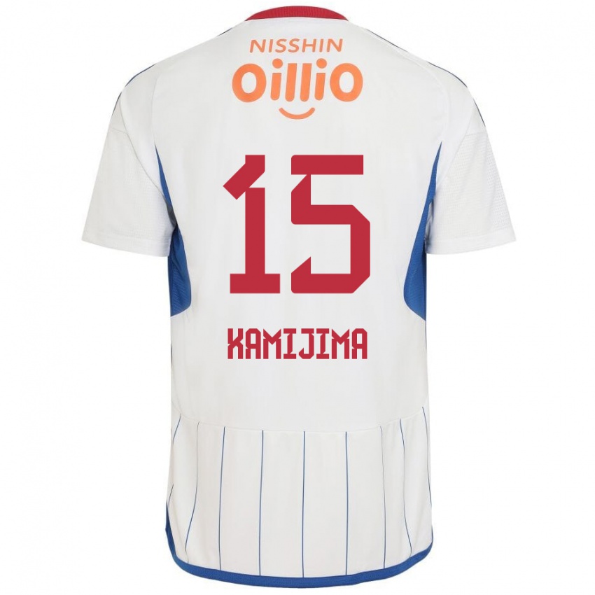 Hombre Camiseta Takumi Kamijima #15 Blanco Azul Rojo 2ª Equipación 2024/25 La Camisa