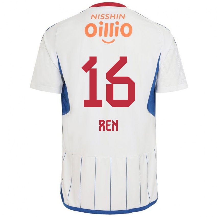 Hombre Camiseta Ren Kato #16 Blanco Azul Rojo 2ª Equipación 2024/25 La Camisa