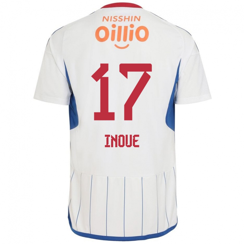 Hombre Camiseta Kenta Inoue #17 Blanco Azul Rojo 2ª Equipación 2024/25 La Camisa