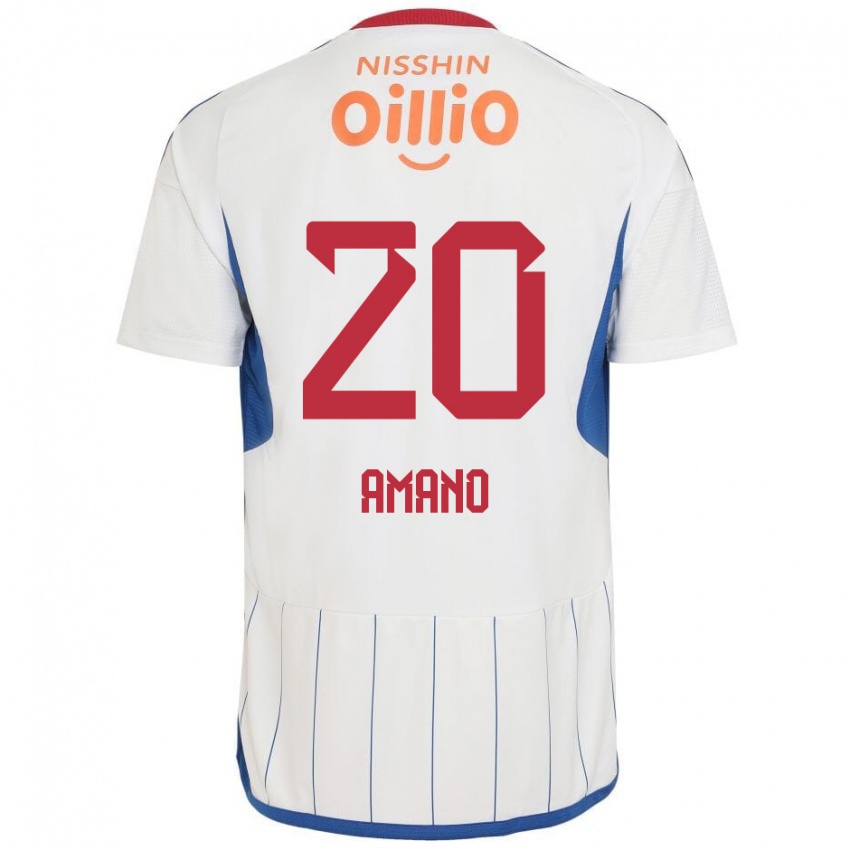 Hombre Camiseta Jun Amano #20 Blanco Azul Rojo 2ª Equipación 2024/25 La Camisa