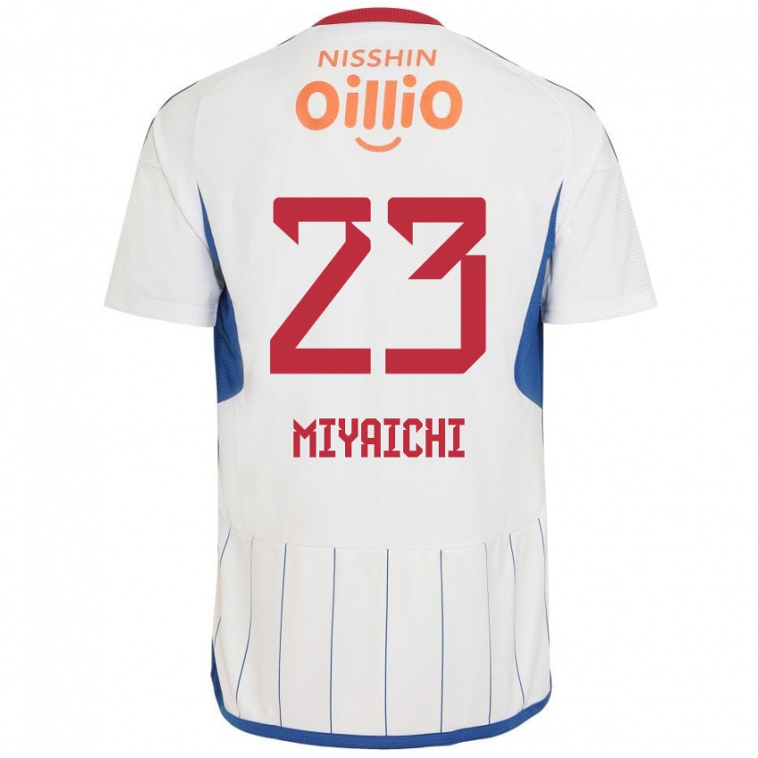 Hombre Camiseta Ryo Miyaichi #23 Blanco Azul Rojo 2ª Equipación 2024/25 La Camisa