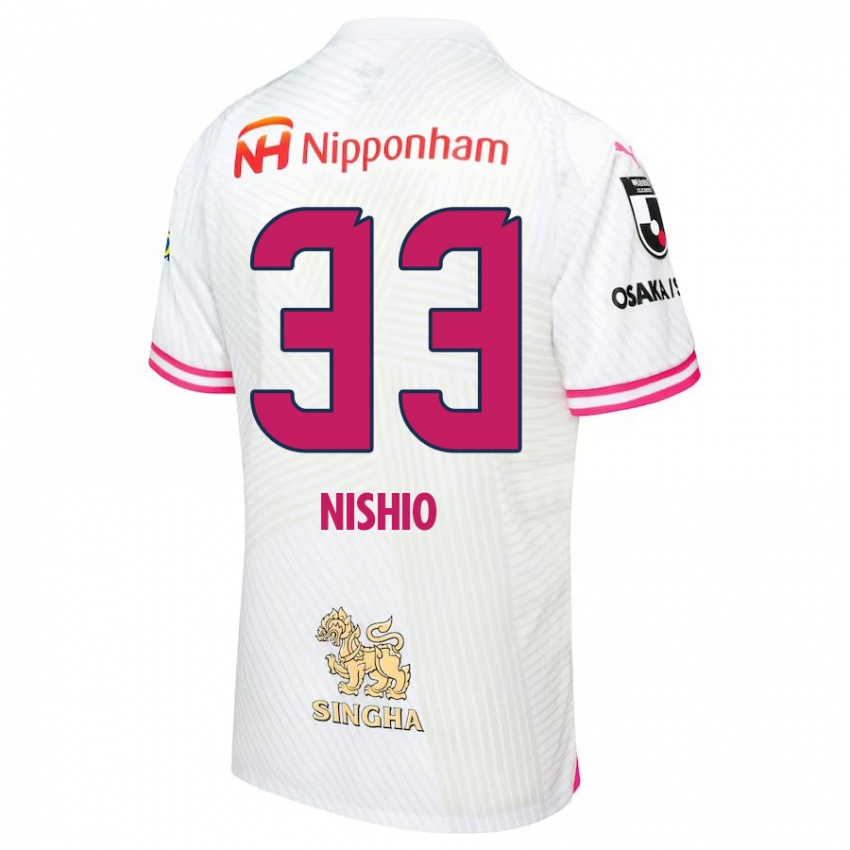 Hombre Camiseta Ryuya Nishio #33 Blanco Rosa 2ª Equipación 2024/25 La Camisa