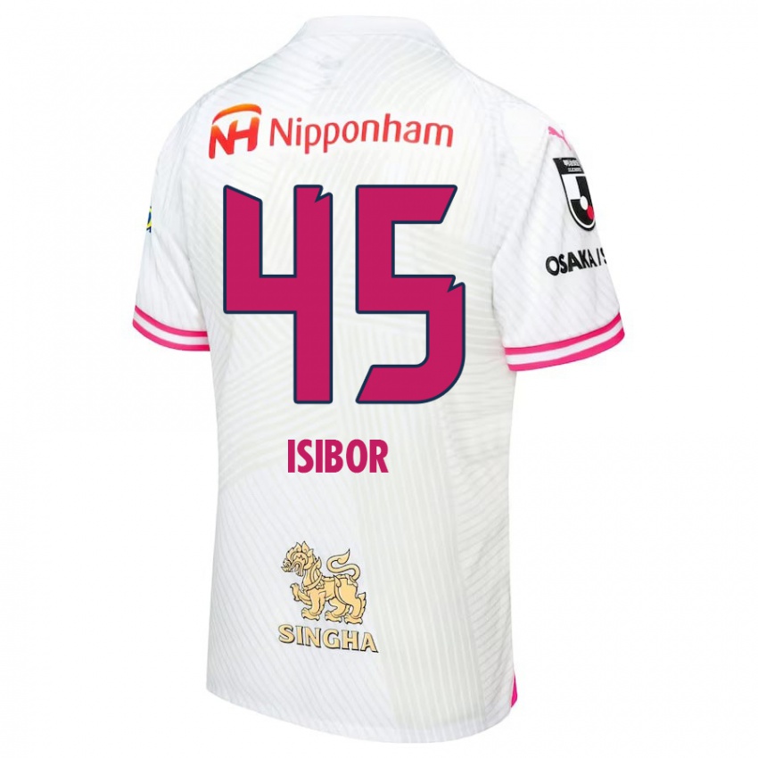 Hombre Camiseta Ken Isibor #45 Blanco Rosa 2ª Equipación 2024/25 La Camisa