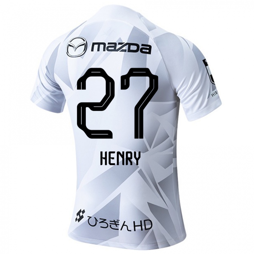 Hombre Camiseta Osamu Henry Iyoha #27 Blanco Gris Negro 2ª Equipación 2024/25 La Camisa