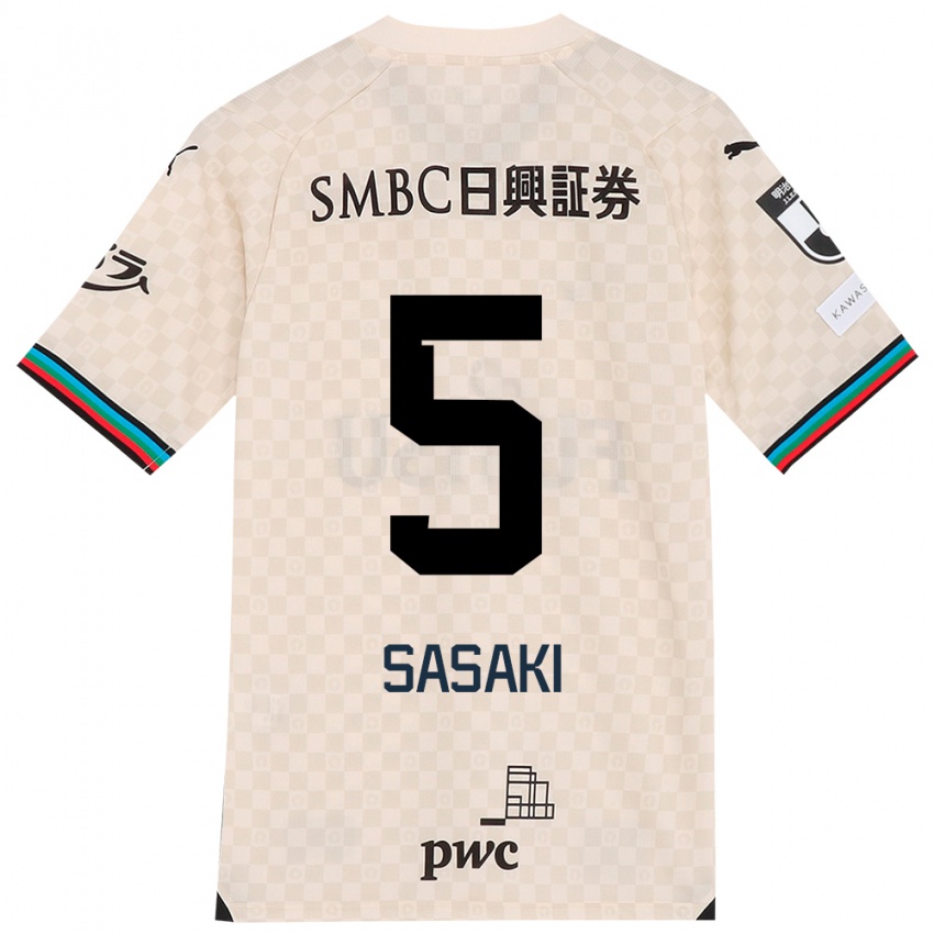 Hombre Camiseta Asahi Sasaki #5 Blanco Gris 2ª Equipación 2024/25 La Camisa