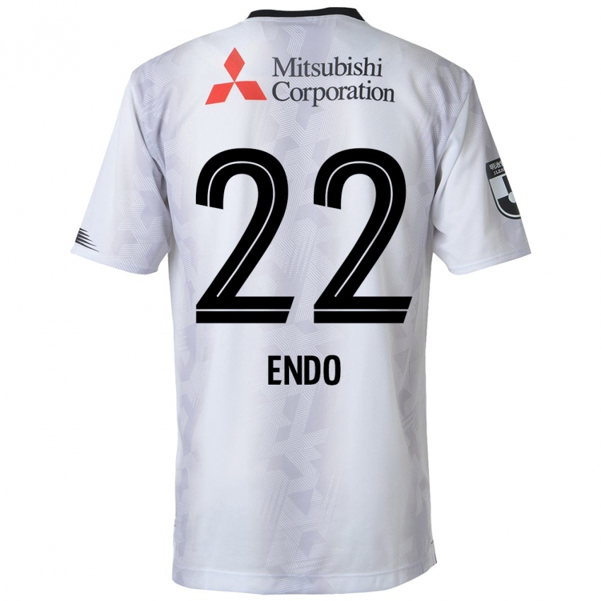 Hombre Camiseta Keita Endo #22 Blanco Negro 2ª Equipación 2024/25 La Camisa