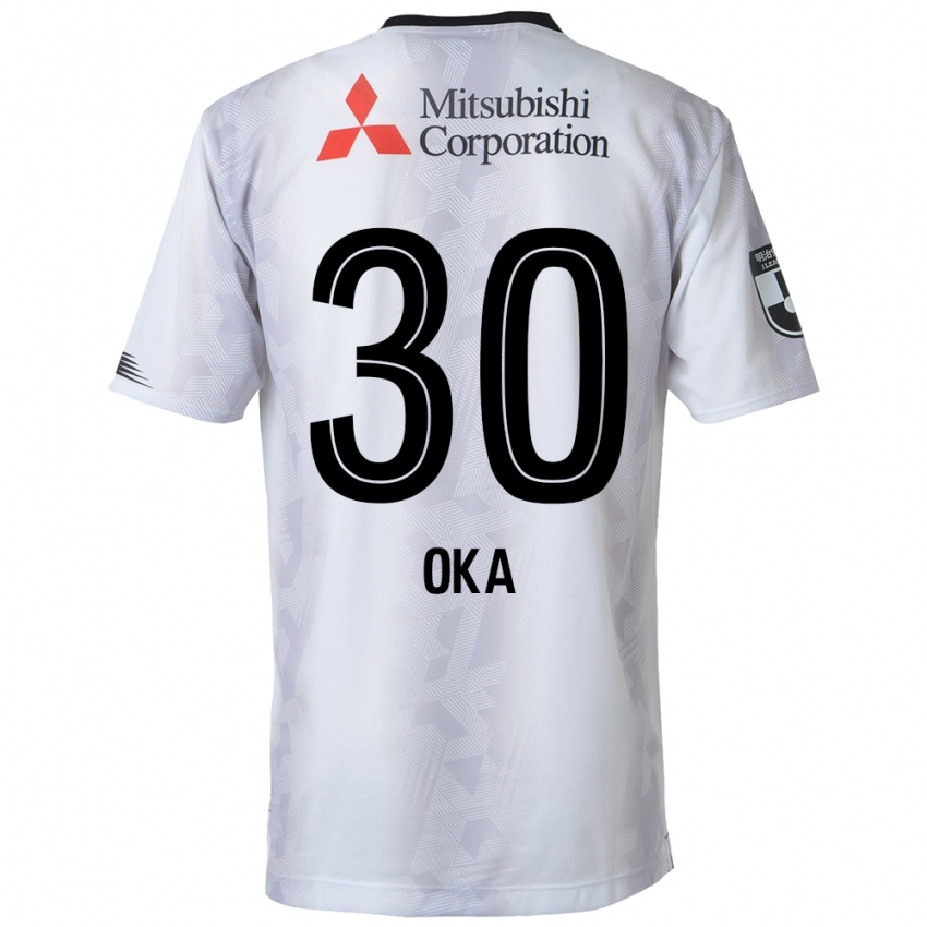 Hombre Camiseta Teppei Oka #30 Blanco Negro 2ª Equipación 2024/25 La Camisa