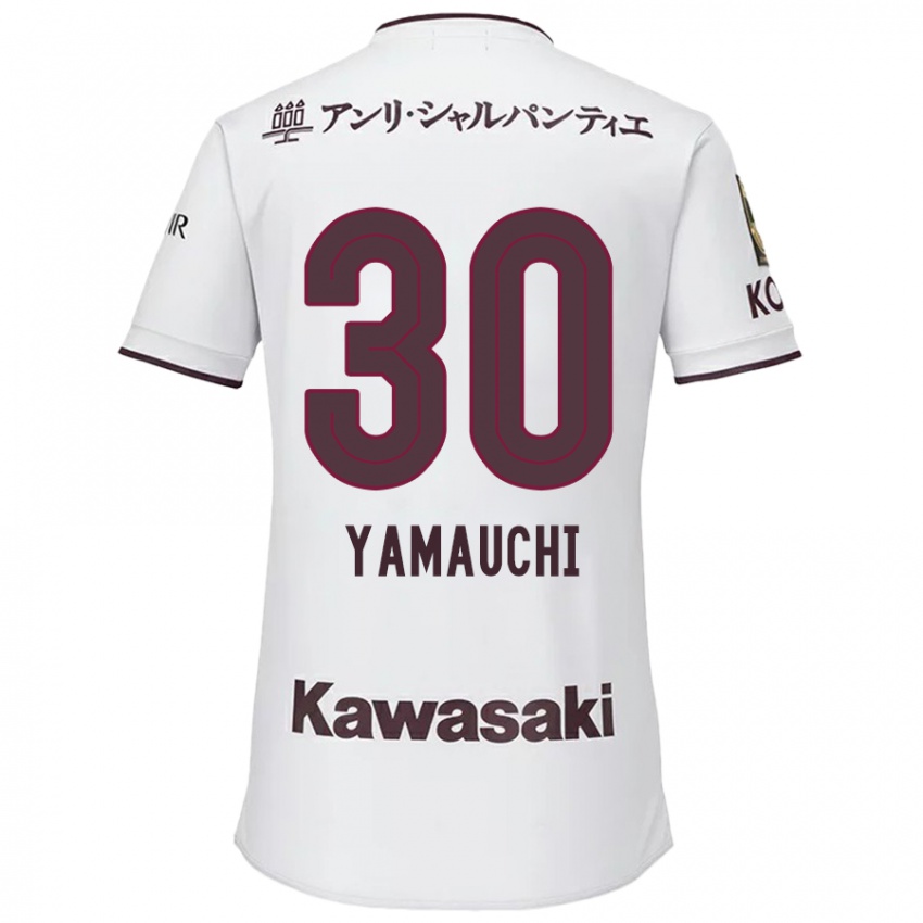 Hombre Camiseta Kakeru Yamauchi #30 Blanco Rojo 2ª Equipación 2024/25 La Camisa